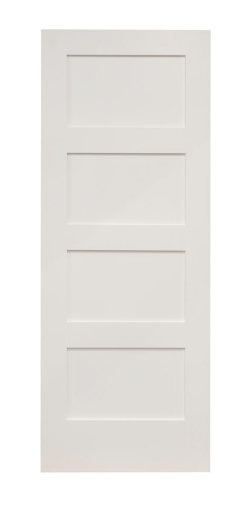 Image of Primed White Wooden 4-Panel Shaker Internal Door 1981mm x 762mm 