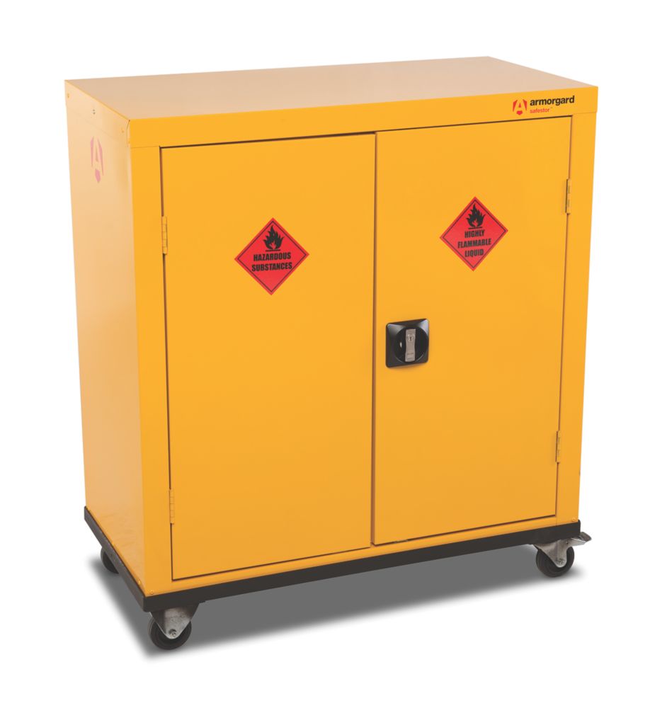 Image of Armorgard Safestor Hazardous Mobile Cupboard Yellow 900mm x 465mm x 1010mm 