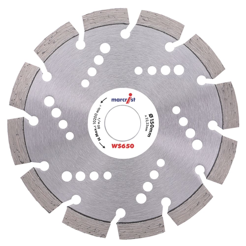 Image of Marcrist WS650 Masonry Diamond Wall Chasing Blades 150mm x 22.23mm 2 Pack 