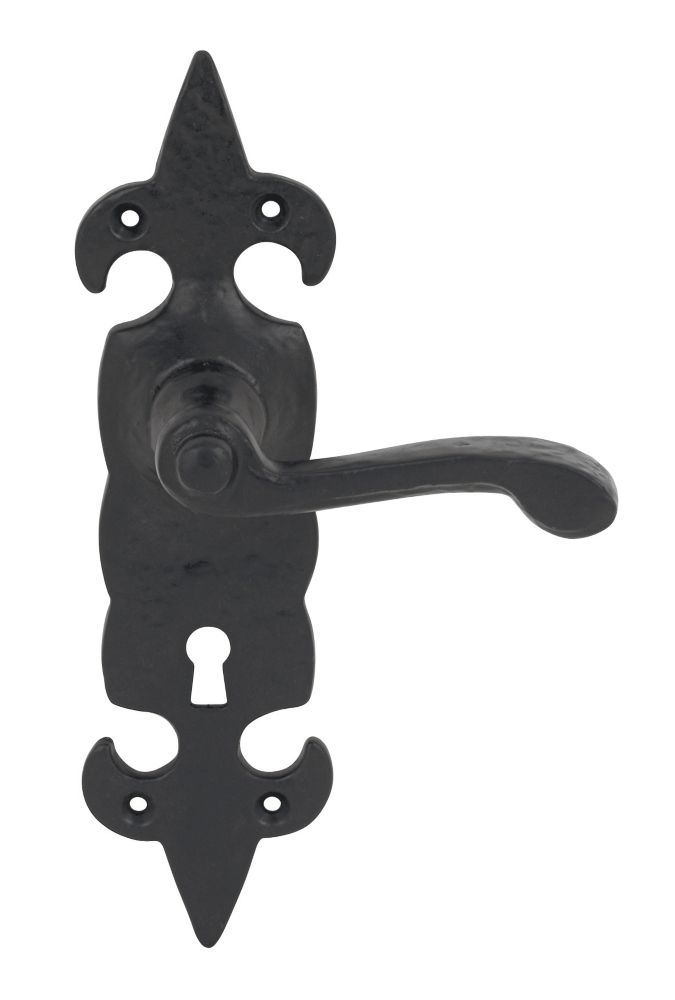 Image of Carlisle Brass Fleur de Lys LoB Lock Door Handles Pair Black 