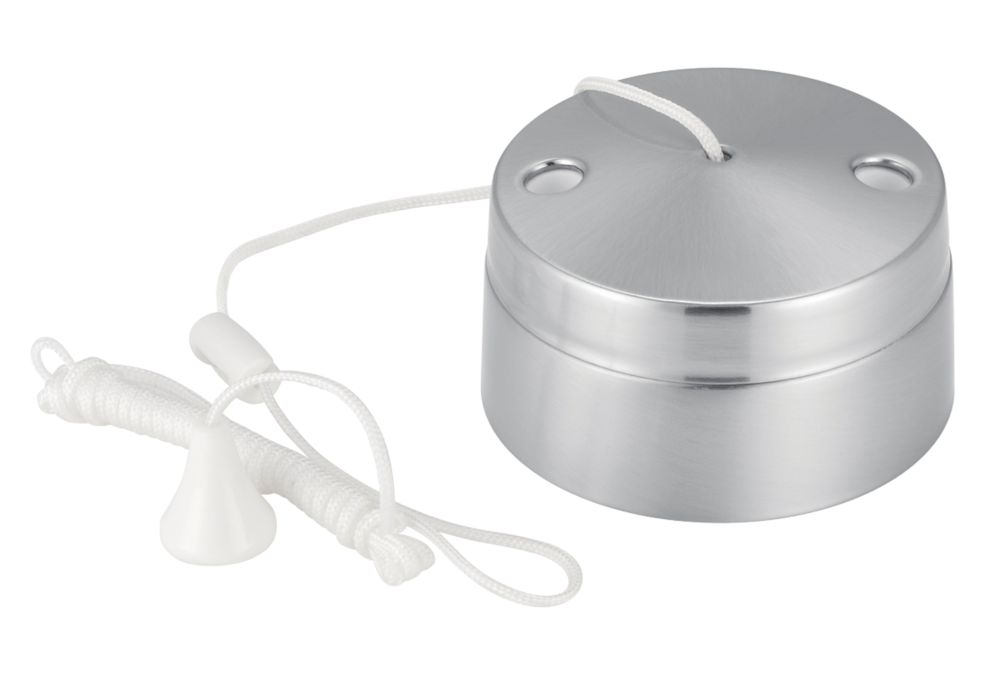 Image of LAP 6A 2-Way Pull Cord Switch Brushed Steel 