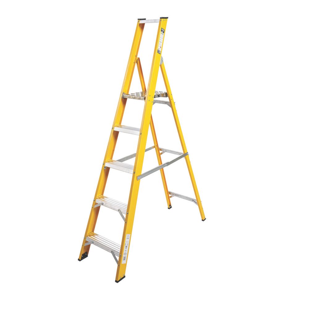 Image of Lyte Fibreglass 5-Treads Platform Stepladder 1.04m 