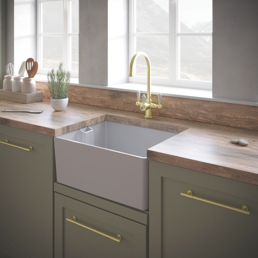 Image of ETAL Comite 1 Bowl Composite Belfast Kitchen Sink White 595mm x 445mm x 250mm 