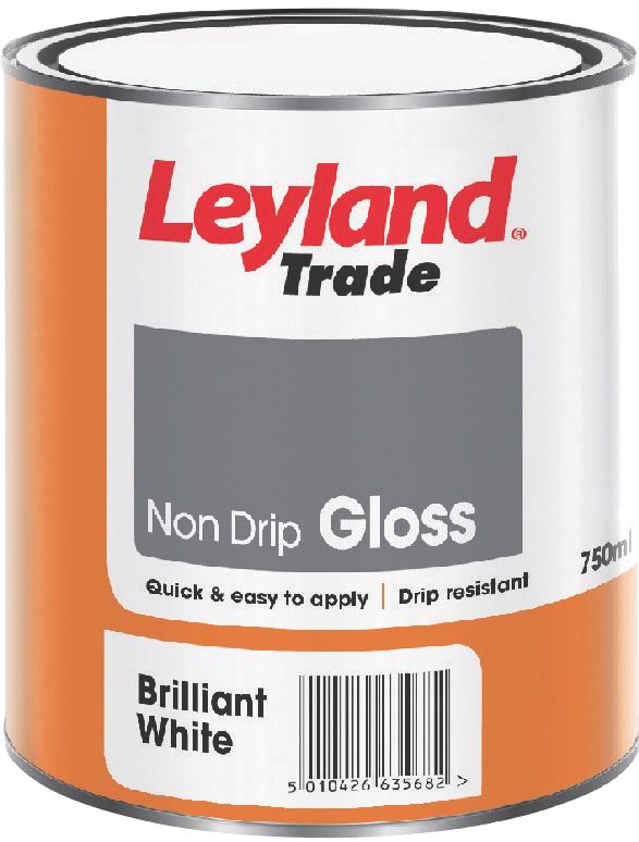 Image of Leyland Trade Gloss White Trim Non-Drip Paint 750ml 