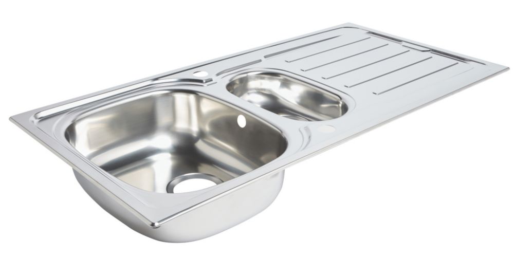 Image of 1.5 Bowl Stainless Steel Kitchen Sink & Drainer 1000mm x 500mm 