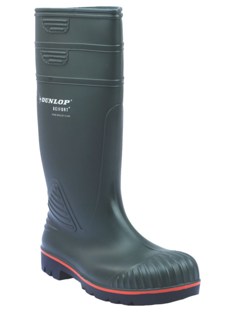 Image of Dunlop Acifort Safety Wellies Green Size 9 