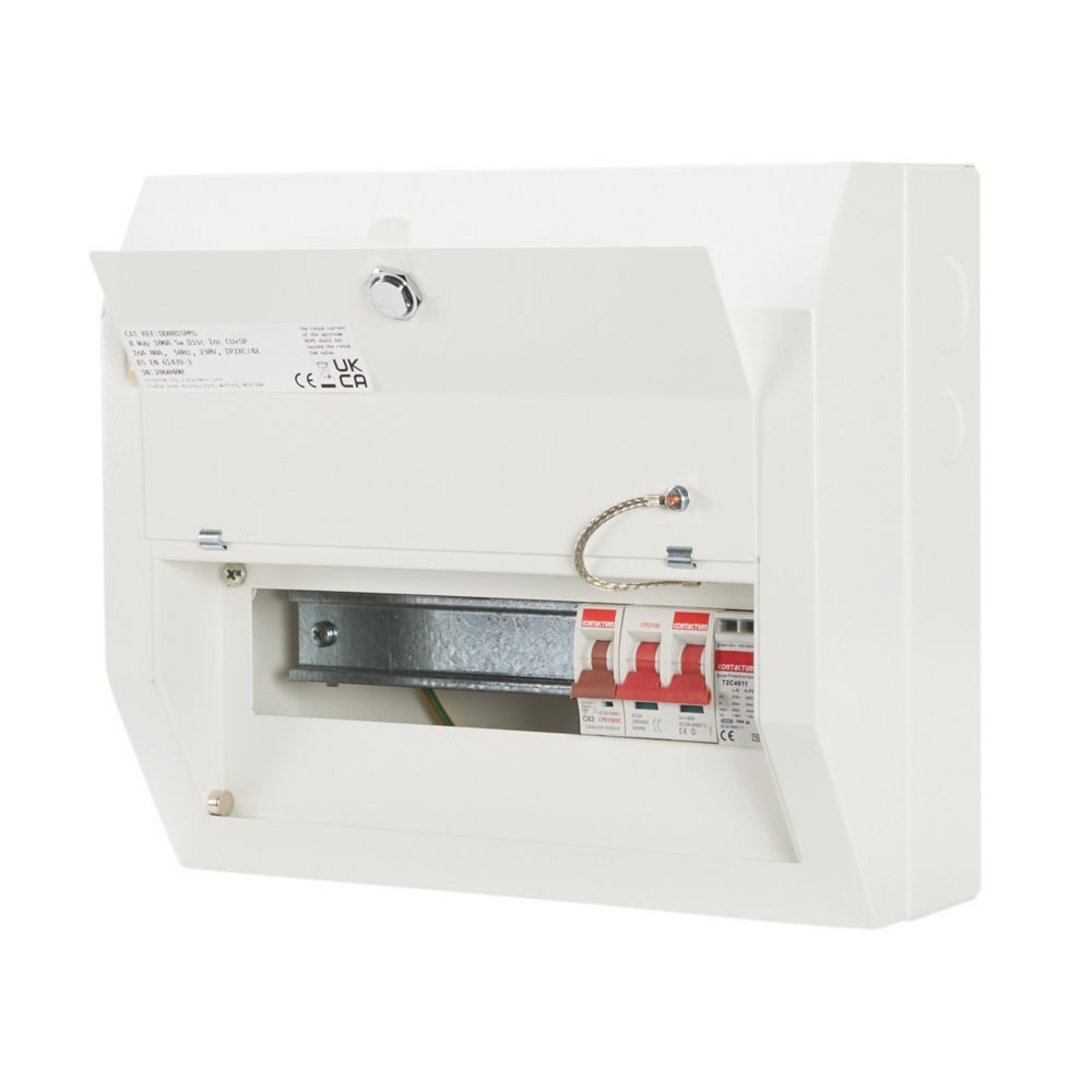 Image of Contactum Defender 1.0 12-Module 8-Way Part-Populated Main Switch Consumer Unit with SPD 