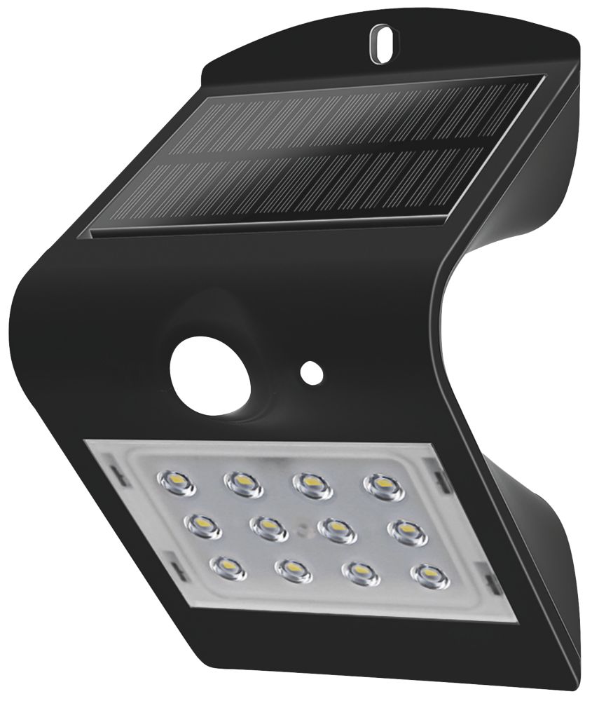Image of Luceco LEXS22B40-01 Outdoor LED Solar Wall Light With PIR Sensor Black 220lm 