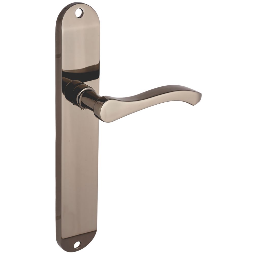 Image of Smith & Locke Bigbury Fire Rated Latch Long Lever Door Handles Pair Black Nickel 