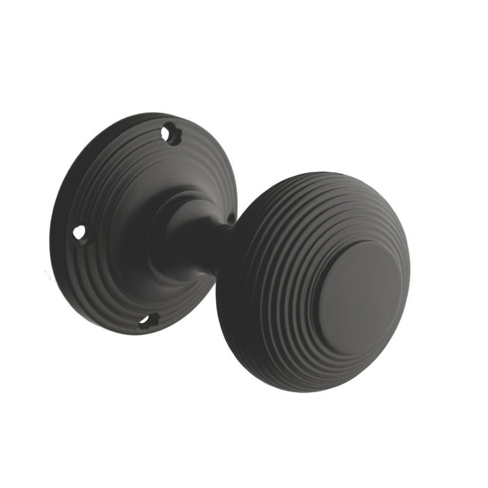 Designer Levers Beehive Door Knob Pair Matt Black 60mm (373KK)