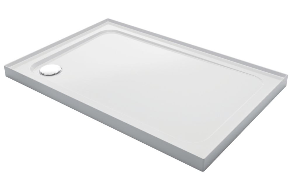 Image of Mira Flight Low Corner Waste Rectangular Shower Tray with Upstands White 1200mm x 800mm x 40mm 