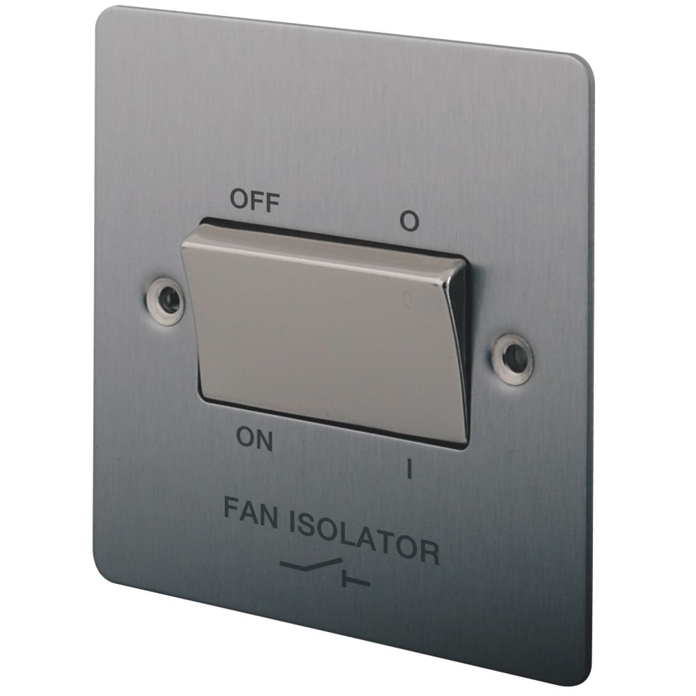 Image of LAP 10A 1-Gang 3-Pole Fan Isolator Switch Brushed Stainless Steel 