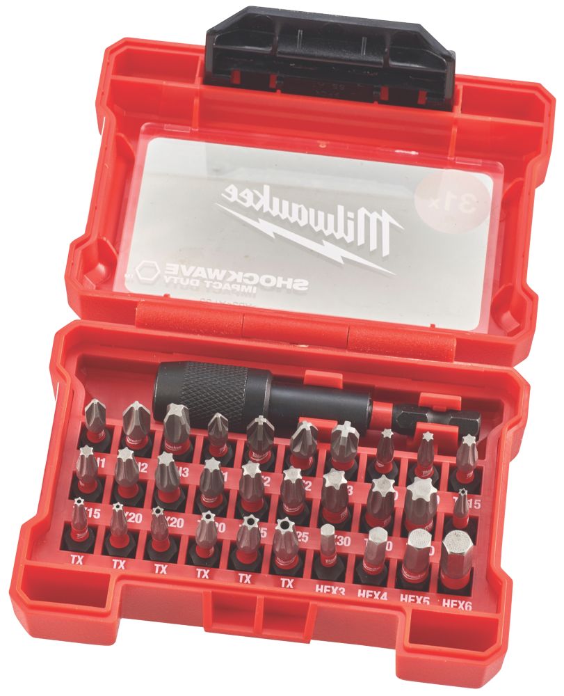 Image of Milwaukee Shockwave Impact Duty 1/4" Straight Shank Mixed Screwdriver Bit Set 31 Pieces 