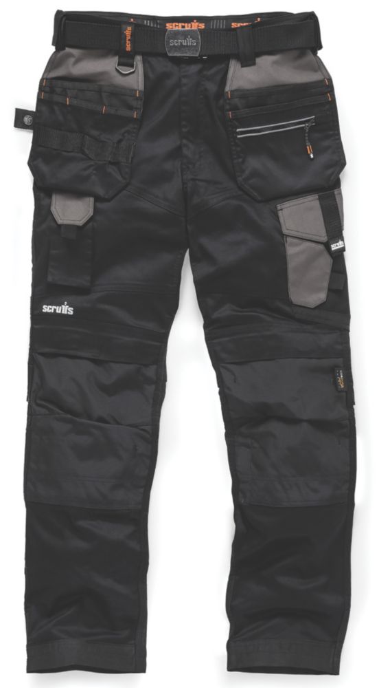 Image of Scruffs Pro Flex Holster Work Trousers Black 36" W 34" L 