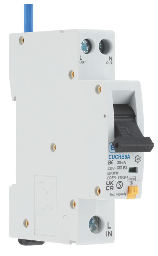 Image of British General Fortress 6A 30mA SP & N Type B Compact RCBO 