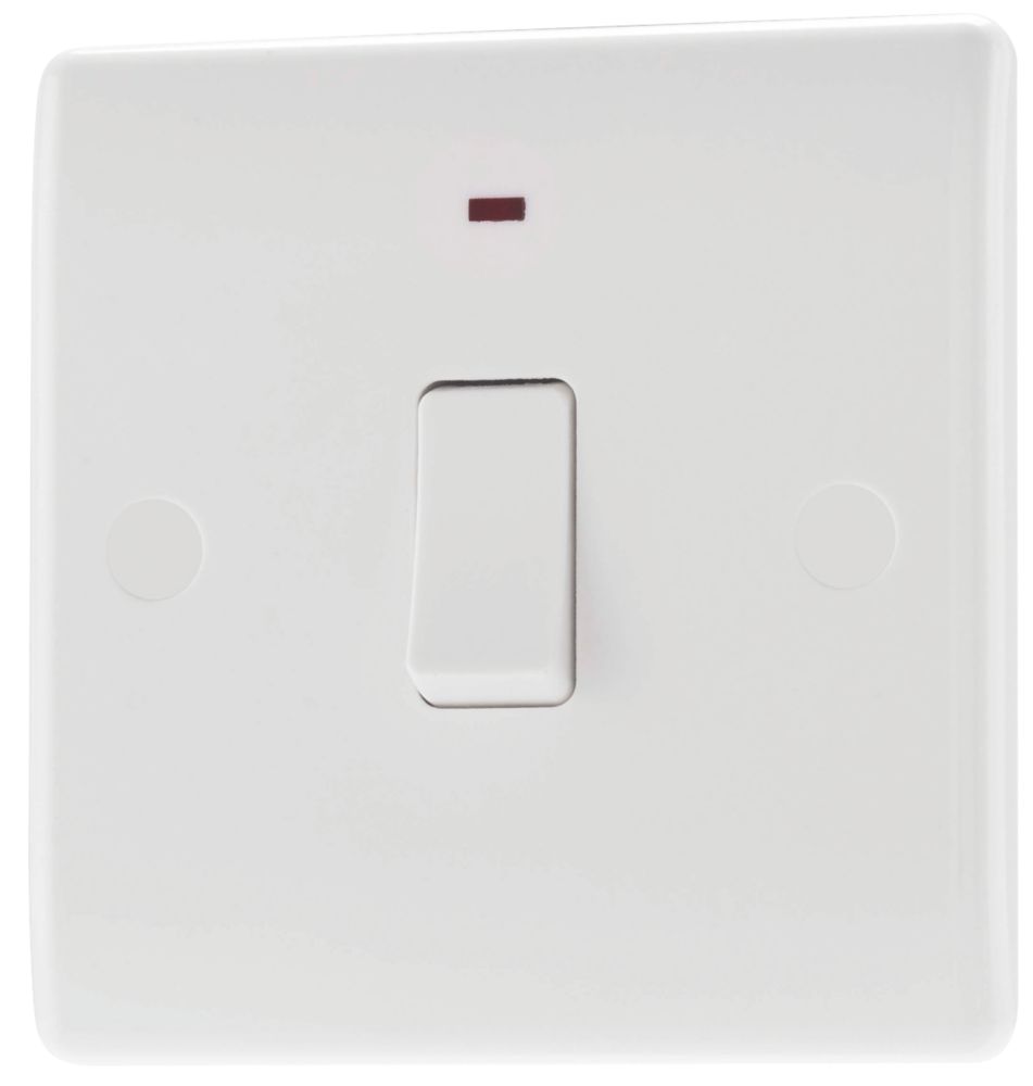 Image of British General 800 Series 20A 1-Gang DP Water Heater Switch White with LED 
