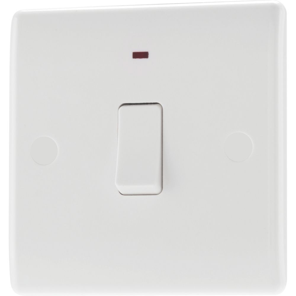 Image of British General 800 Series 20A 1-Gang DP Water Heater Switch White with LED 
