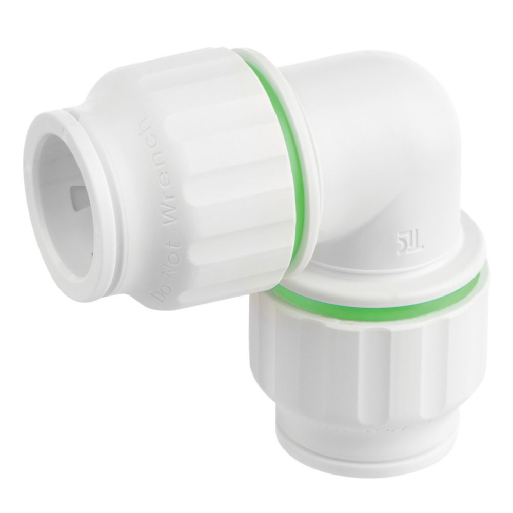 Image of Flomasta Twistloc Plastic Push-Fit Equal 90Â° Elbow 22mm 5 Pack 