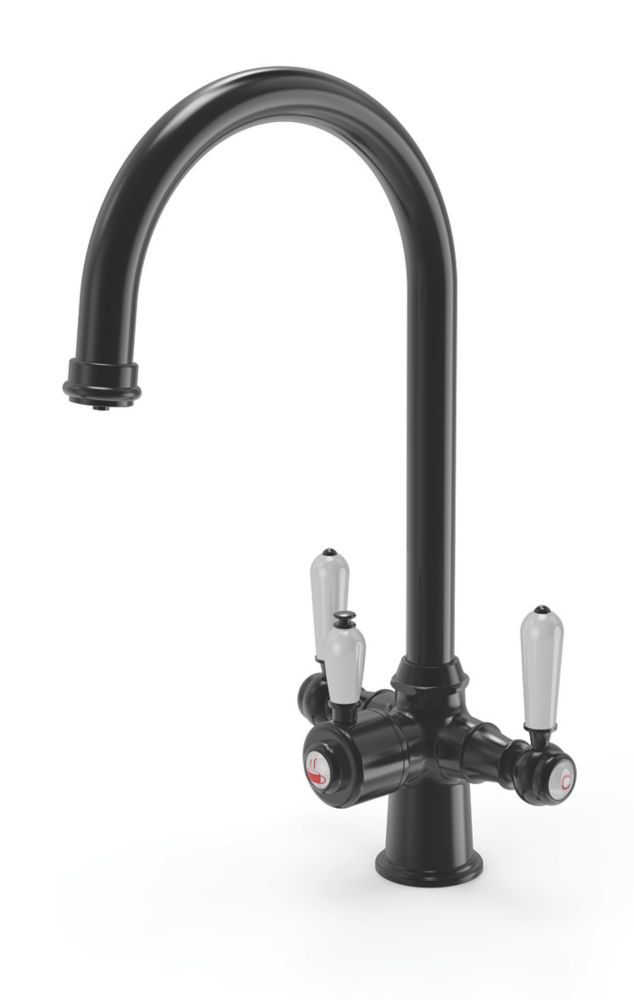 Image of ETAL Traditional Cruciform 3-in-1 Hot Water Kitchen Tap Matt Black 