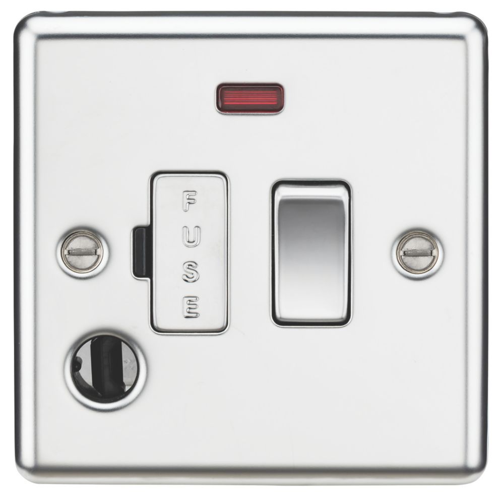 Image of Knightsbridge 13A Switched Fused Spur & Flex Outlet with LED Polished Chrome 