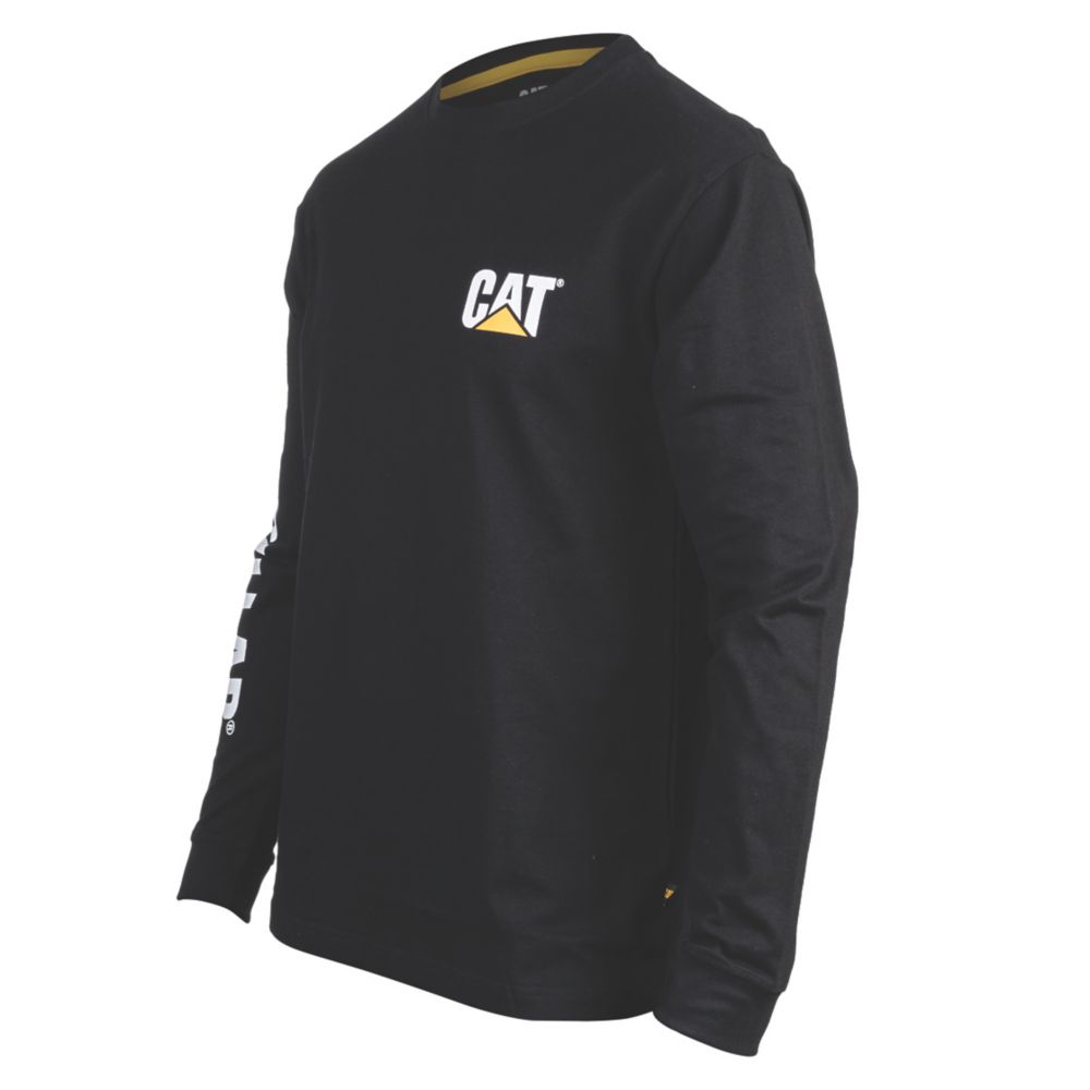 Image of CAT Trademark Banner Long Sleeve T-Shirt Black Large 42-44" Chest 