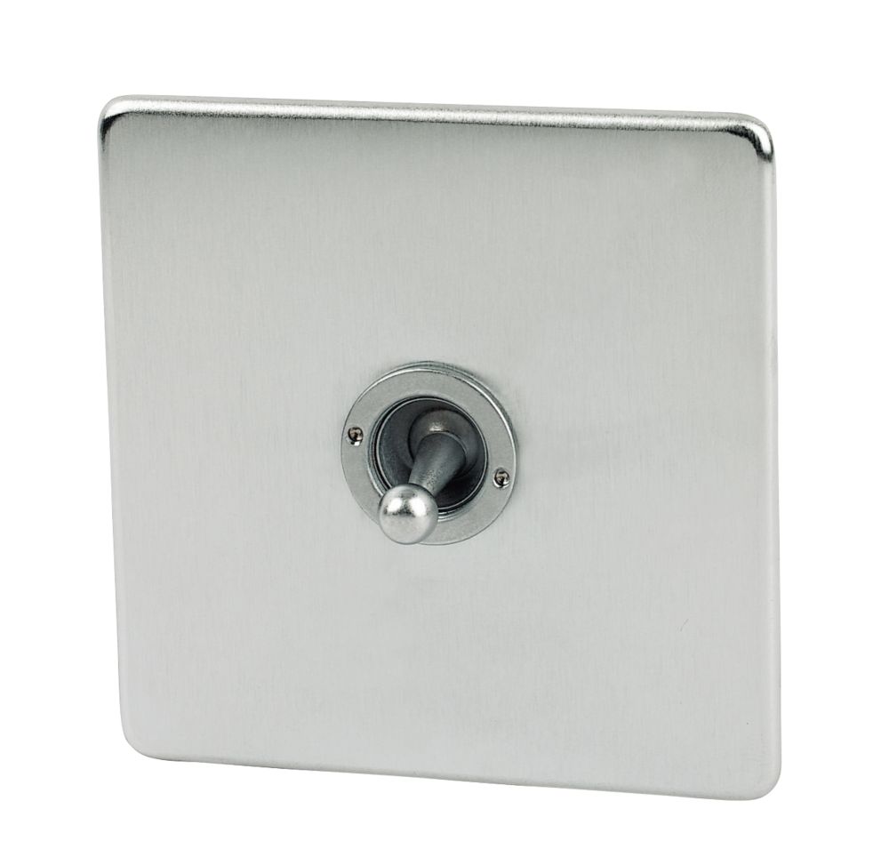 Image of Crabtree Platinum 10AX 1-Gang 2-Way Toggle Switch Satin Chrome 