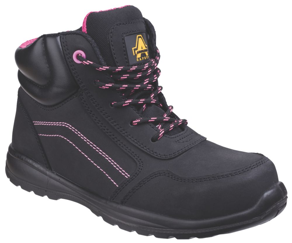 Image of Amblers Lydia Metal Free Womens Safety Boots Black / Pink Size 3 