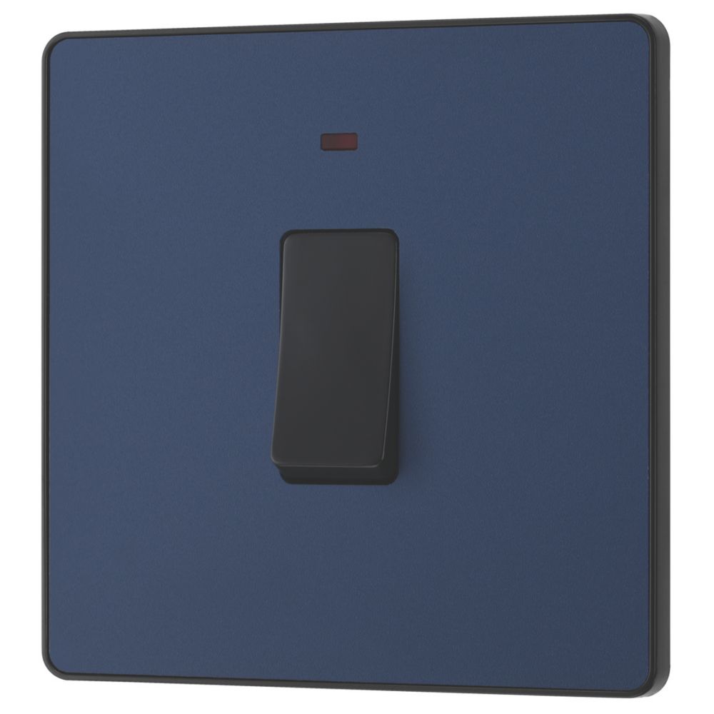 Image of British General Evolve 20A 1-Gang DP Control Switch Blue with LED with Black Inserts 