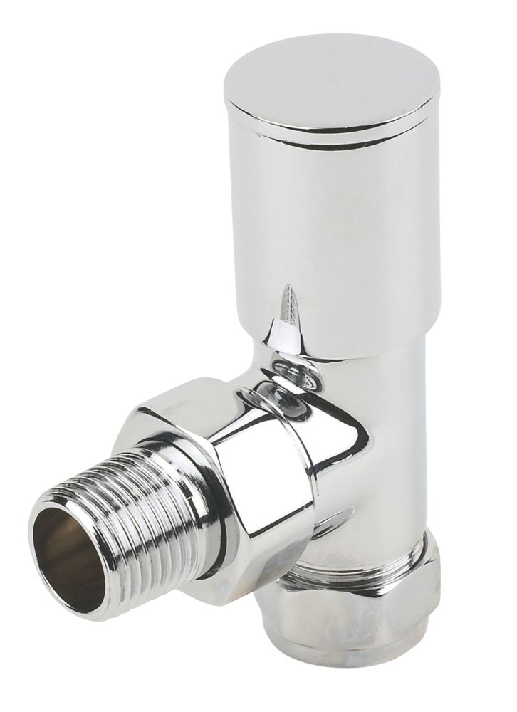 Image of Verona Chrome Angled Manual Radiator Valves 15mm x 1/2" 2 Pack 