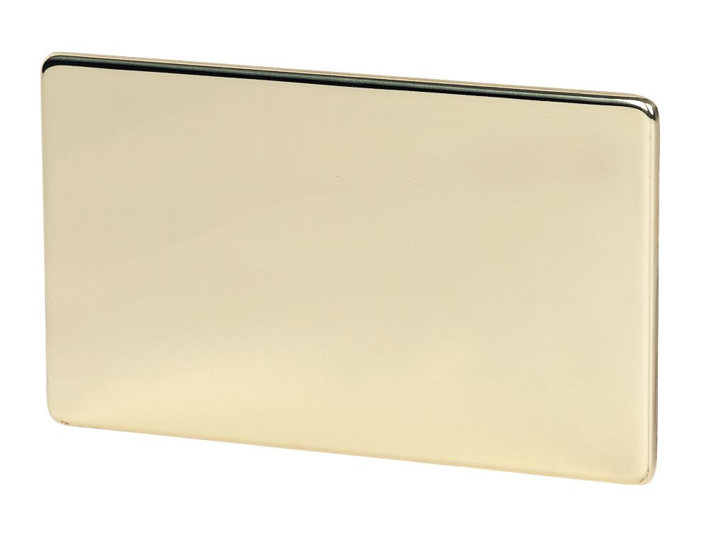 Image of Crabtree Platinum 2-Gang Blanking Plate Polished Brass 