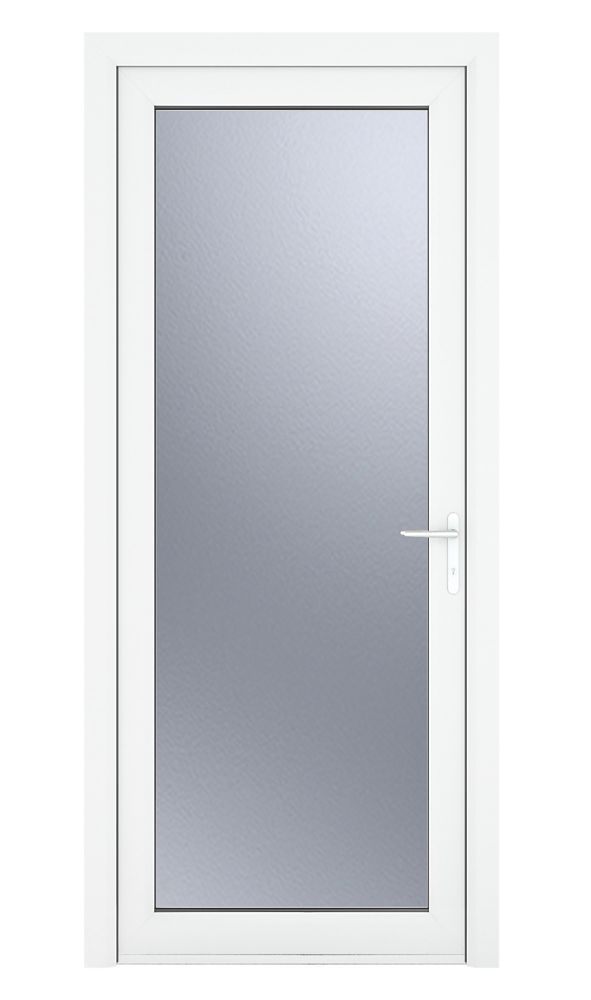 Image of Crystal Fully Glazed 1-Obscure Light Left-Hand Opening White uPVC Back Door 2090mm x 920mm 