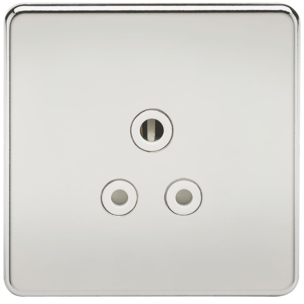 Image of Knightsbridge 5A 1-Gang Unswitched Socket Polished Chrome with White Inserts 
