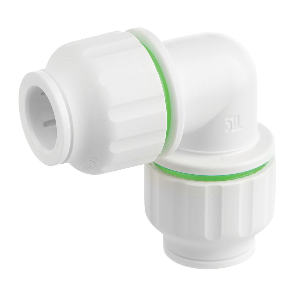 Image of Flomasta Twistloc Plastic Push-Fit Equal 90Â° Elbow 15mm 10 Pack 