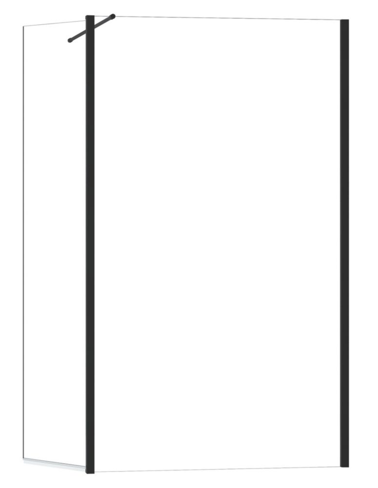 Image of Triton Neo Frameless Showerwall & Swivel Panel Black 800mm x 2000mm 