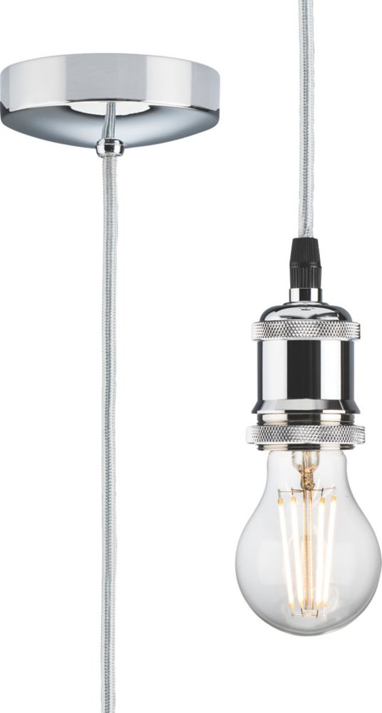 Image of Knightsbridge 1.8m Vintage Long Pendant Light Fitting ES Polished Chrome 3 1/2" 