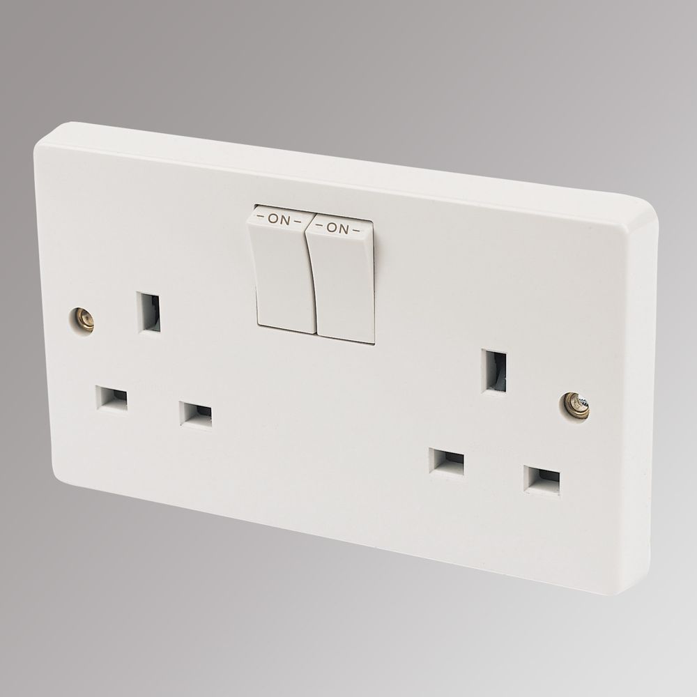 Image of Crabtree Capital 13A 2-Gang DP Switched Plug Socket White 