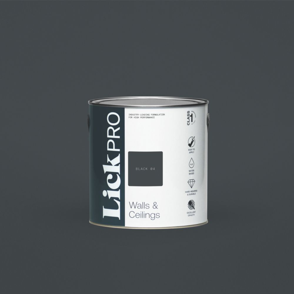 Image of LickPro Matt Black 04 Emulsion Paint 2.5Ltr 