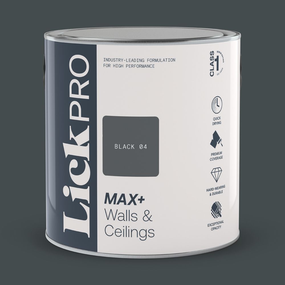 Image of LickPro Matt Black 04 Emulsion Paint 2.5Ltr 