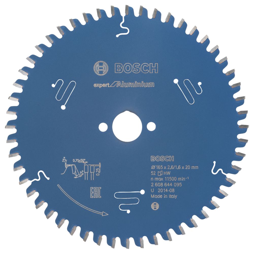 Image of Bosch Expert Aluminium Circular Saw Blade 165mm x 20mm 52T 