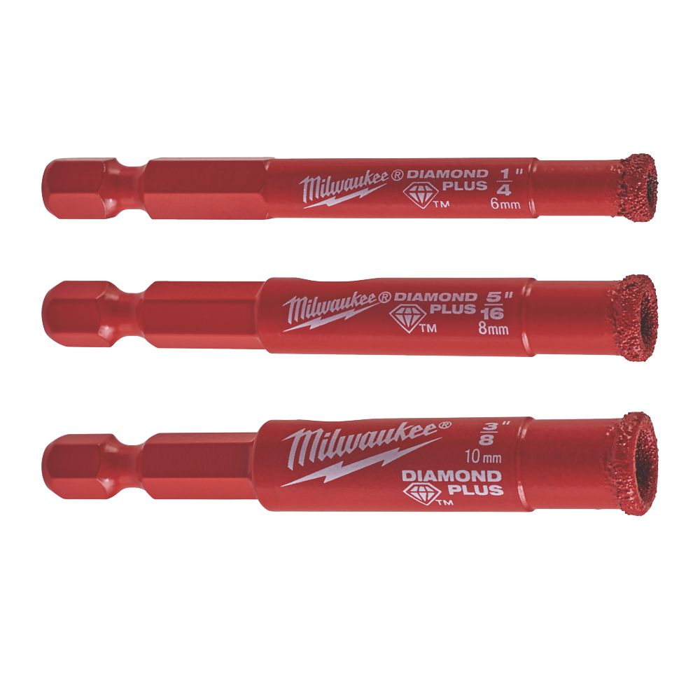 Image of Milwaukee Diamond Max 4932471771 SDS Plus Shank Wet/Dry Drill Bits 3 Pieces 