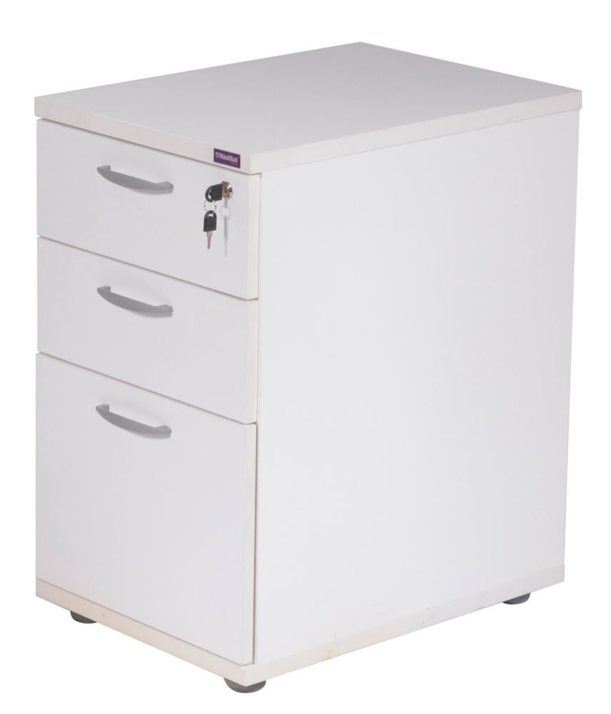 Image of Nautilus Designs Aspire 3-Drawer Desk High Pedestal White 430mm x 800mm x 730mm 