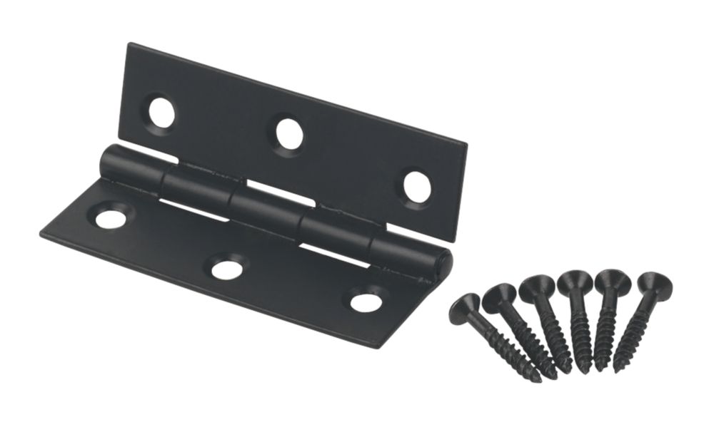 Image of Smith & Locke Antique Black Steel Butt Hinges 75mm x 52mm 2 Pack 