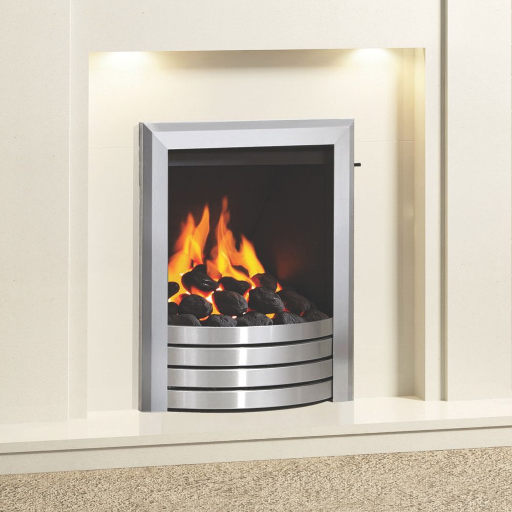 Image of Be Modern Design Brushed Steel Slide Control Inset Gas Manual Fire 510mm x 173mm x 605mm 
