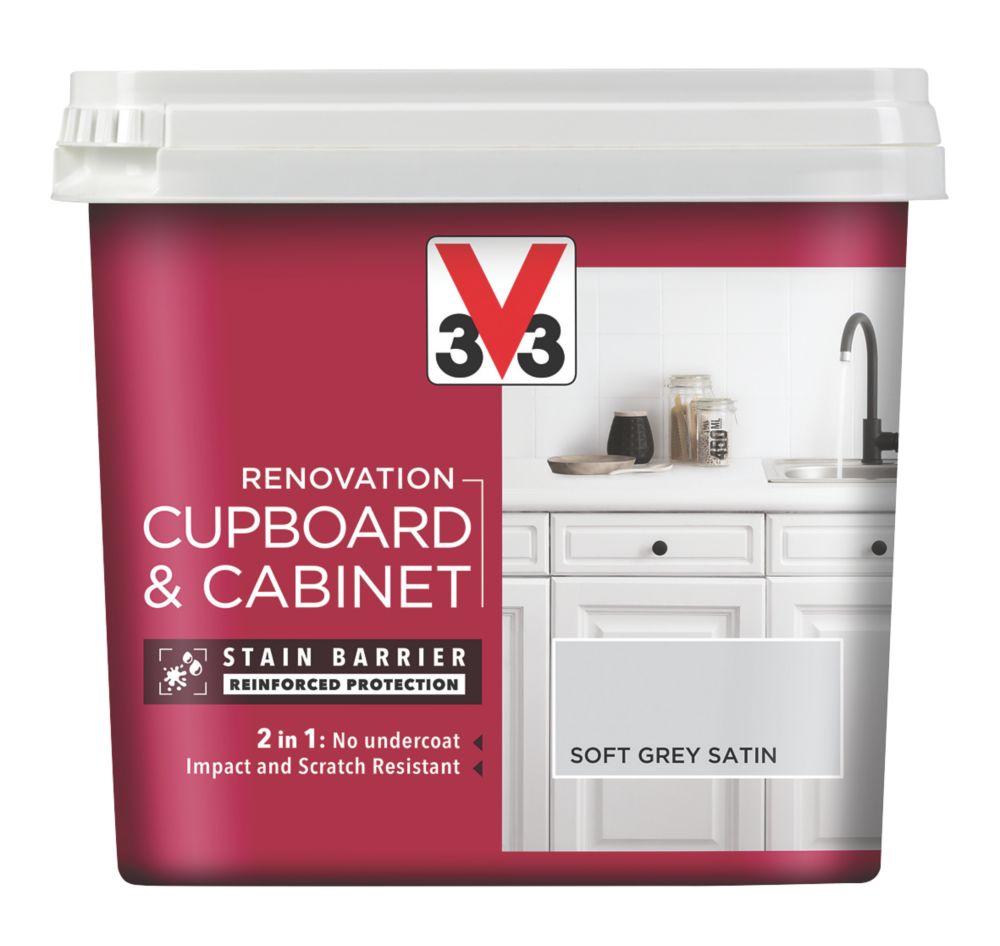 Image of V33 Satin Soft Grey Trim Cabinet Paint 750ml 