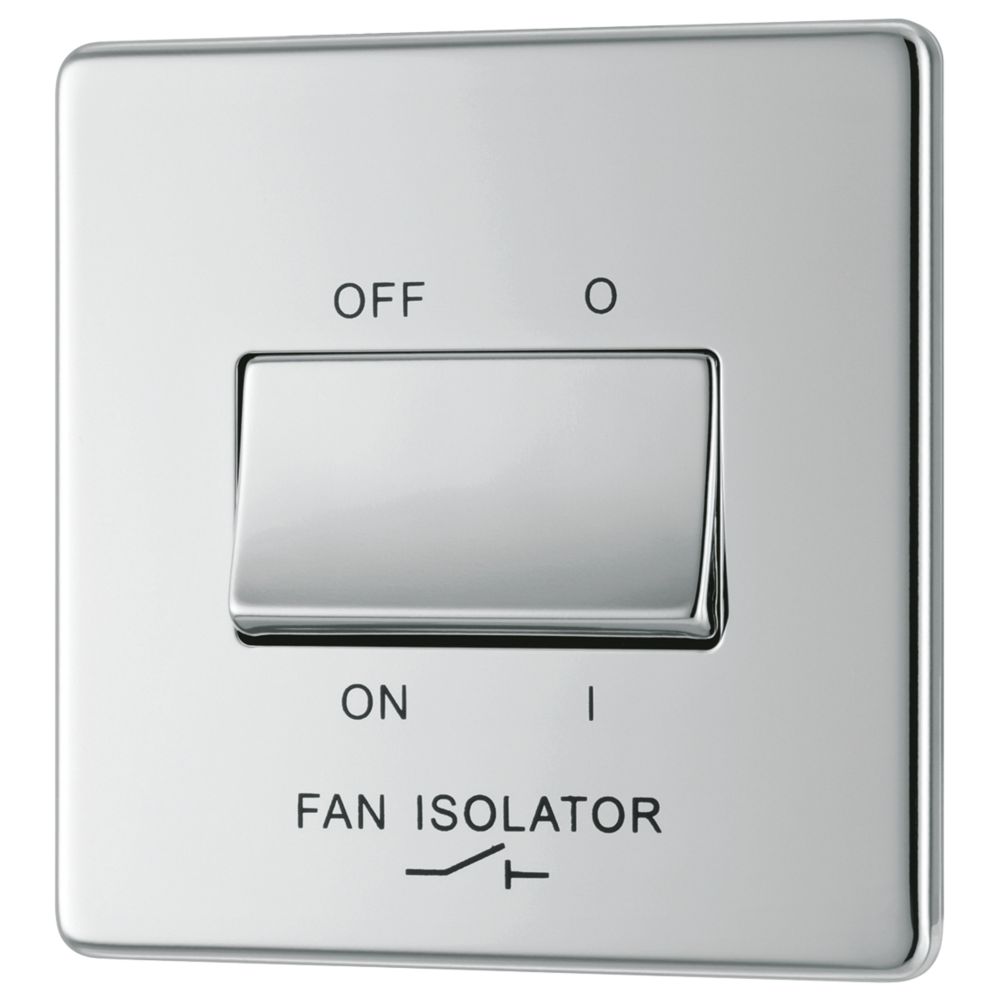 Image of LAP 10A 1-Gang 3-Pole Fan Isolator Switch Polished Chrome 