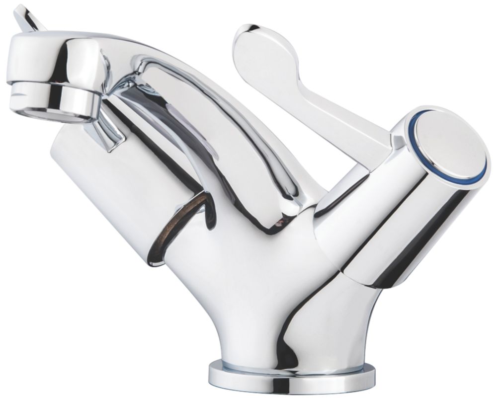 Image of Swirl Commercial Basin Mono Mixer Tap with Clicker Waste Chrome 