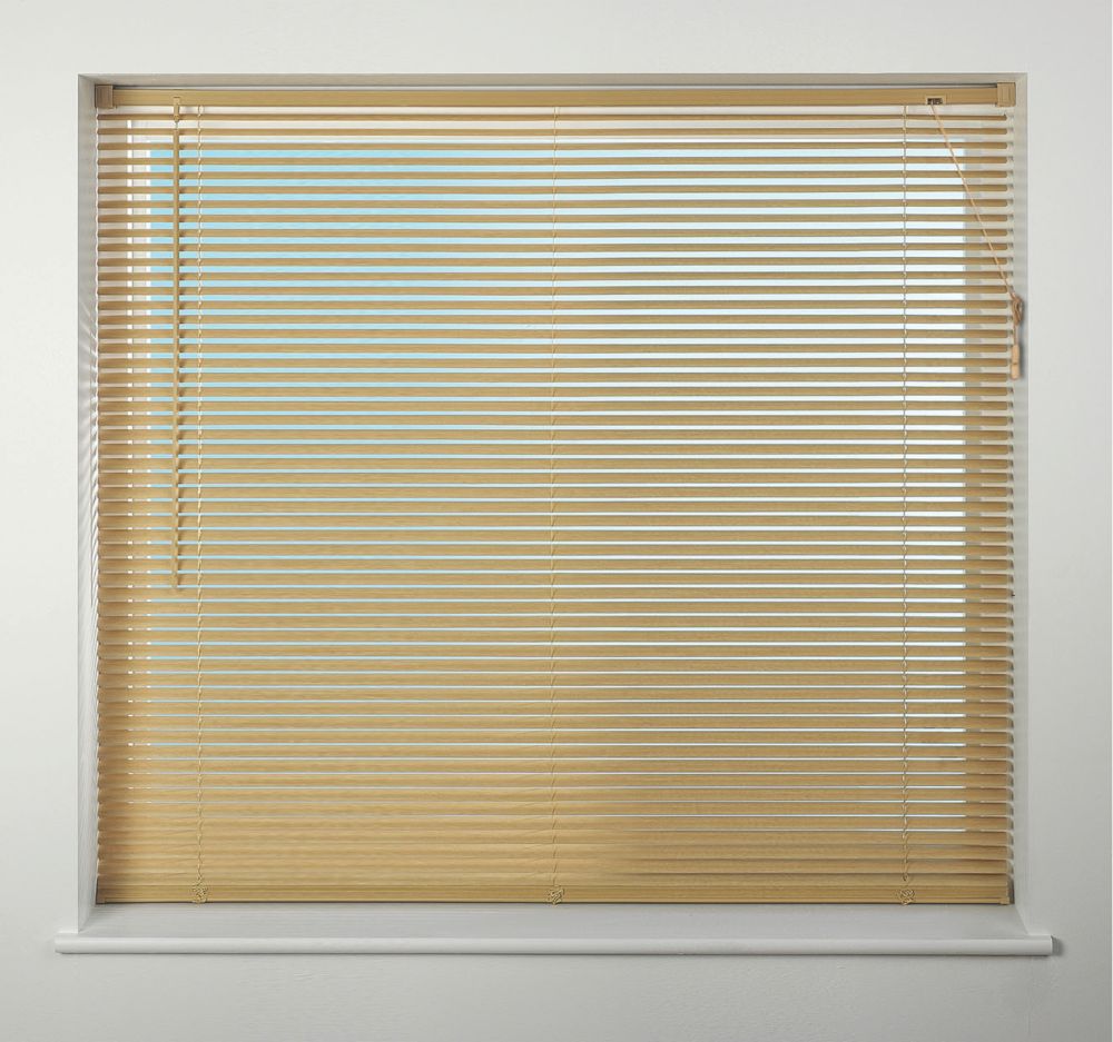 Image of Universal PVC Venetian Non-Blackout Blind Woodgrain 1200mm x 1600mm Drop 