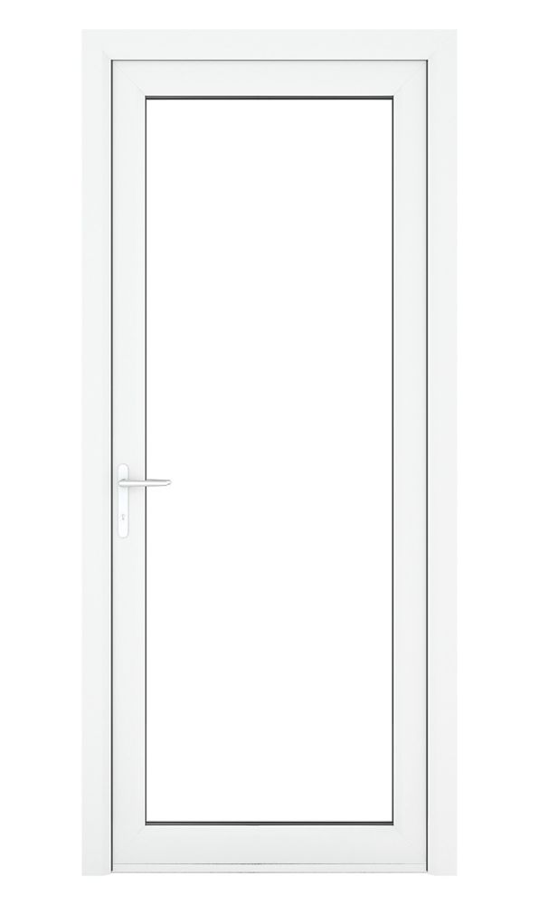 Image of Crystal Fully Glazed 1-Clear Light Right-Hand Opening White uPVC Back Door 2090mm x 920mm 