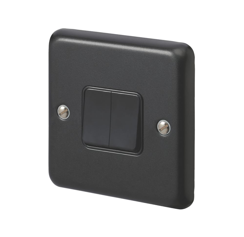 Image of MK Contoura 10A 2-Gang 2-Way Switch Black with Colour-Matched Inserts 