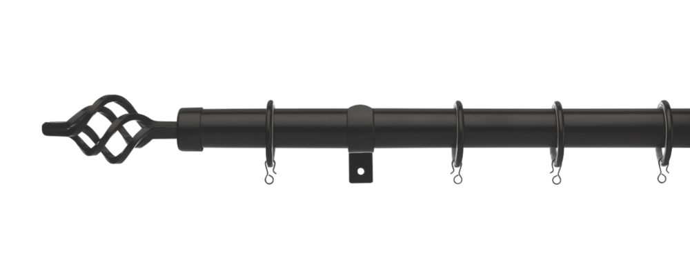 Image of Universal Metal Extendable Curtain Pole Black 25 / 28mm x 1.8-3.2m 